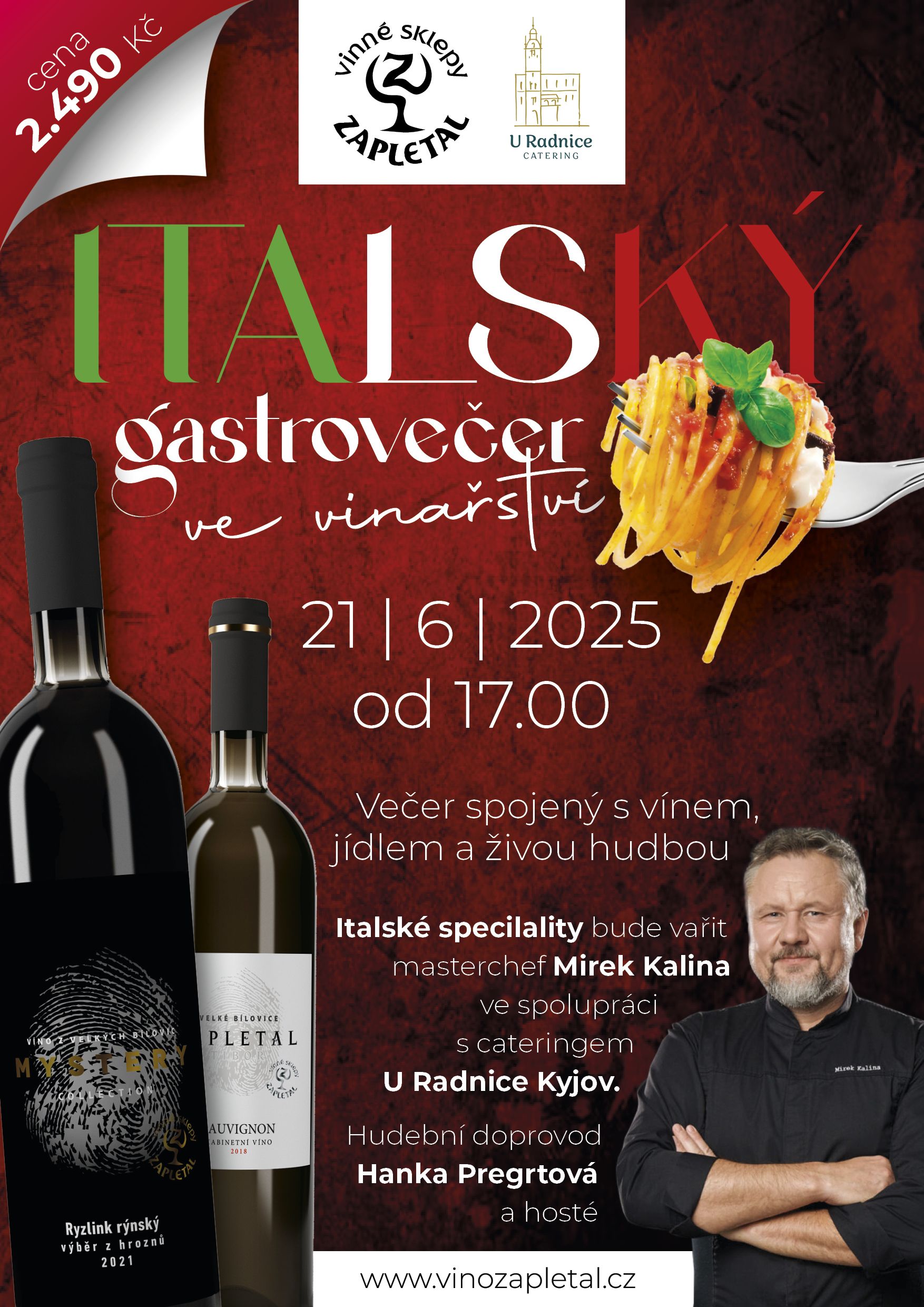 Italský gastrovečer ve vinařství 21.6. 2025